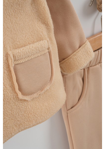 Kız Bebek Çiçek Nakışlı Kapüşonlu Kanguru Model Eşofman Takım (9-12-18 Ay) modelleri