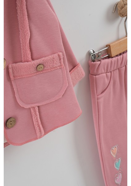 Kız Bebek Kalp Nakışlı 3'lü Eşofman Takım (9-12-18 Ay) fiyatları