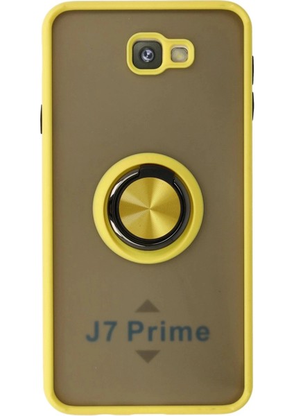 Samsung Galaxy J7 Prime Kılıf Montreal Yüzüklü Silikon Kapak - SARI-(5796)