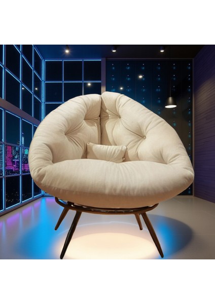 Scandinavian Chic Modern Berjer | Krem Tay Tüyü Kumaşlı Ergonomik Tekli Koltuk | Kitap Okuma & Rahat Dinlenme Koltuğu