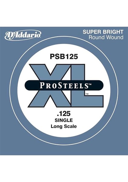 D'addario PSB125 Bas Gitar Tek Tel, (Si), Pro Steels, 0.125 Gauge