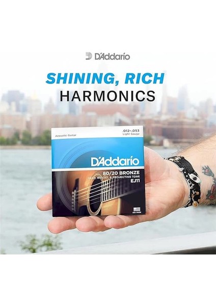 D'addario EJ11 80/20 Bronze Akustik Gitar Teli (12-53) fırsatları
