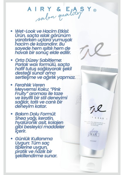 Airy & Easy Glossy Wax Parlak ve Esnek Saç Şekillendirici fiyatları
