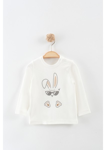 Kız Bebek Peluş Kaban Tavşan Ayak Nakışlı 3'lü Eşofman Takım (9-12-18 Ay) modelleri
