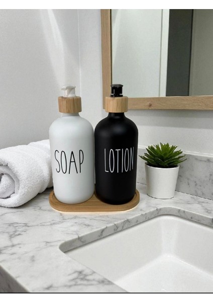Banyo Sabun ve Losyon Dispenser Seti – 2'li Şık Tasarım (Ahşap Kapaklı) fiyatları