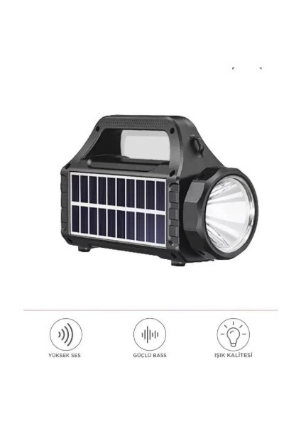 KTS-2031 Dış Mekan 3 Inç Güneş Enerjili El Feneri Rgb Kablosuz Bluetooth Hoparlör