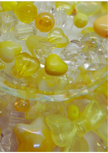 Sarı Jelly Charm Boncuk Karışık 50 Adet Figür Boncuk modelleri