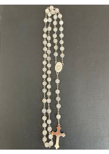 6mm Necef Doğal Taş Katolik Hristiyan Rosary Tesbih / Haç Kolye - Gümüş Rengi fiyatları