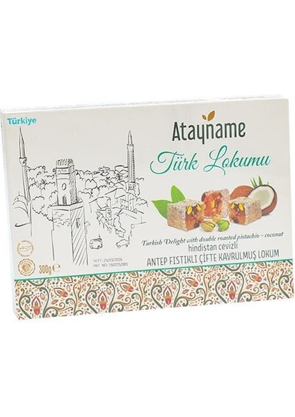 Lisinya Hindistan Cevizli Antep Fıstıklı Çifte Kavrulmuş Lokum 300 G