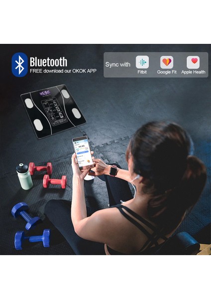 Akıllı Kablosuz Dijital Banyo ve Vücut Yağ Ağırlık Ölçeği Vücut Kompozisyonu Analizörü Bluetoothlu Tartı ( Lisinya ) indirimleri