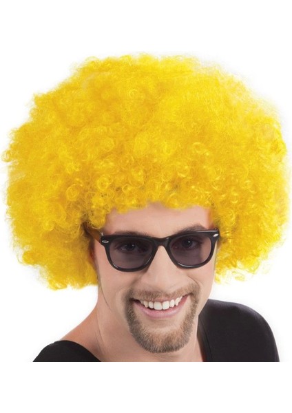 Sarı Renk Kıvırcık Afro Bonus Peruk - Lisinya