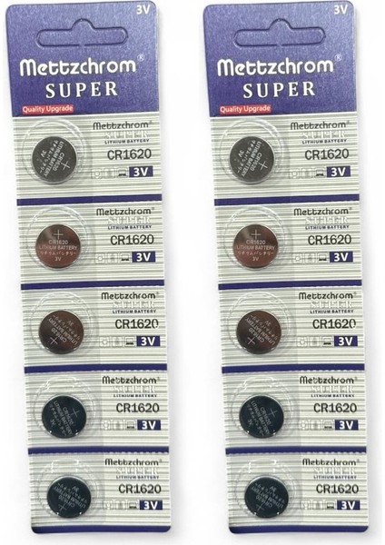Süper Düğme Pil 3V CR1620 Lityum 10'lu Paket CR-1620 Cr 1620