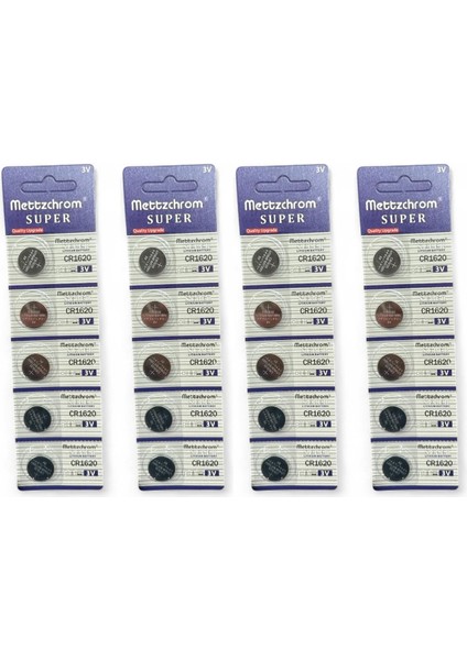 Süper Düğme Pil 3V CR1620 Lityum 20'li Paket CR-1620 Cr 1620