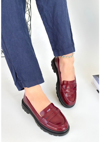 Narli Bordo Rugan Oxford Ayakkabı - Lisinya