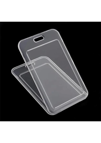 Premium Kart Kılıfı Şeffaf Dikey Yaka Kartı Kart Koruyucu