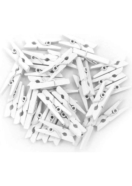 100'LÜ Beyaz Ahşap Mandal 2.5cm (10'lu PAKET-1000 Adet) - Lisinya