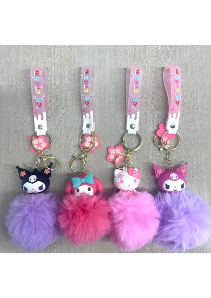 Ponponlu Kuromi ve Hello Kitty Anahtarlık ALK4246 - Lisinya