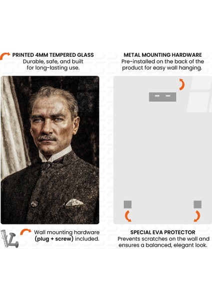 Ne Mutlu – Mustafa Kemal Atatürk – Ata Sözü Cam Tablo