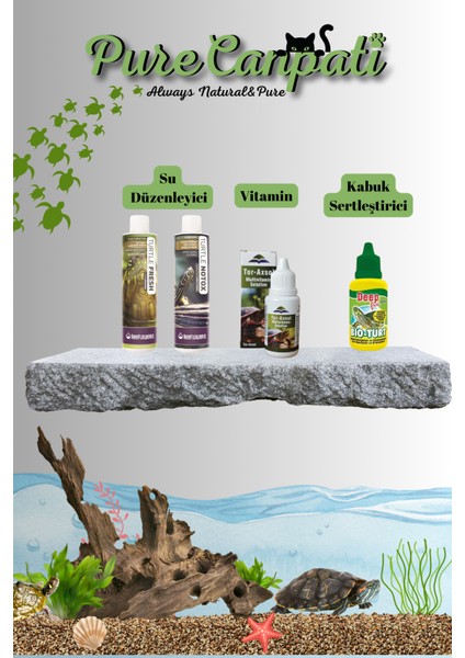 Kaplumbağa Su Düzenleyici ve Bakım Seti (Tor-Axsol Vitamin + Bioturt Kabuk Sertleştirici + Turtle Notox + Turtle Fresh)