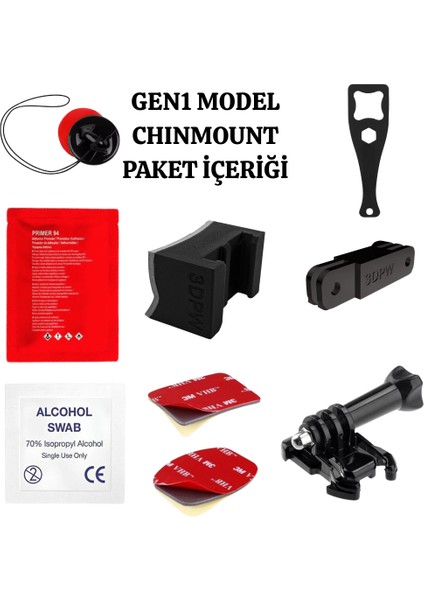 Scorpıon Exo R1 Evo Carbon 1/2 Kask Uyumlu Aksiyon Kamera Çene Bağlantı Aparatı Seti Chin Mount