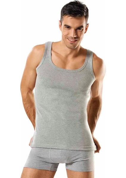 Erkek Gri Tekli Ribana Klasik Askılı Atlet