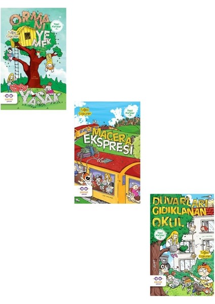 Tuğba Coşkuner Yeşil Kafalar Serisi 3 Kitap (Ormanı Yemek Yasak + Macera Ekspresi + Duvarları Gıdıklanan Okul)