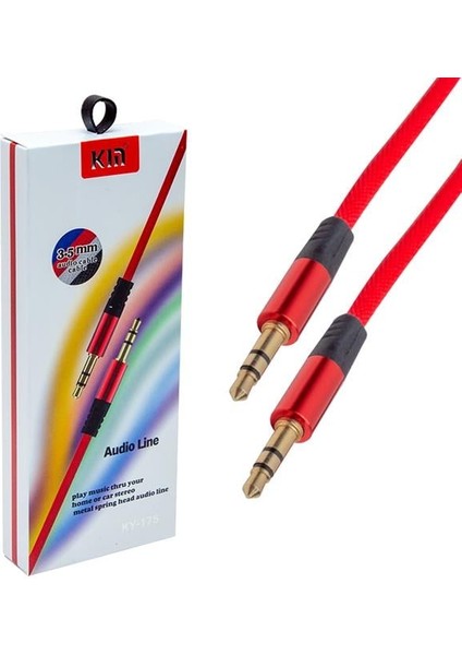 PM-3777 3.5 mm Erkek/erkek Kırmızı Stereo Aux Kablo