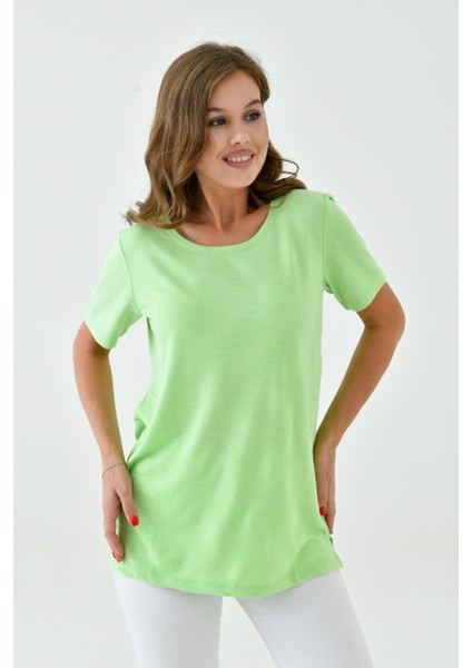 Kadın Buklet Kumaş Düz Sade Büyük Beden Curve Yarım Kol Bluz indirimleri