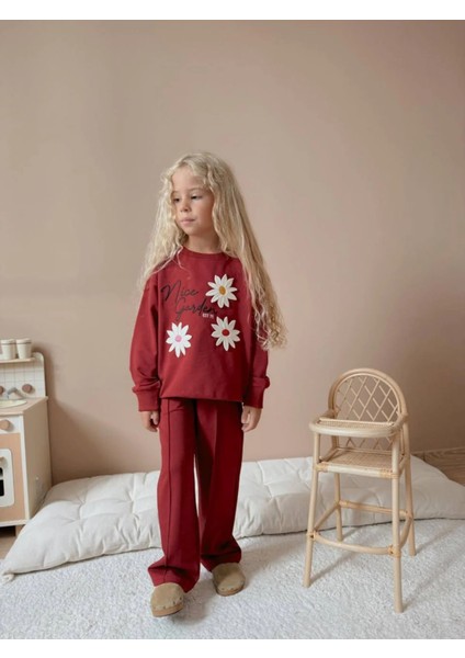 Nice Garden Bordo Papatyalı Alt Üst Takım 11 modelleri