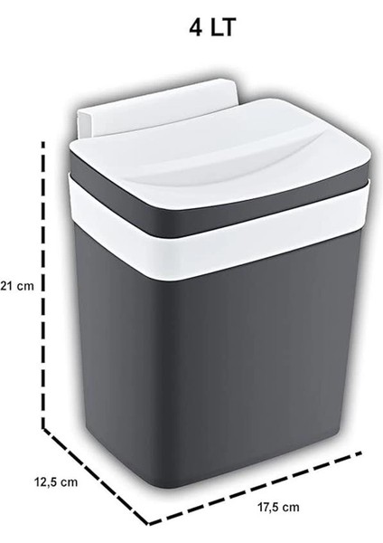 Soft Askılı Çöp Kutusu Antrasit 4 Lt - Antrasit, Çok Amaçlı Askılı Çöp Kutusu, Dolap modelleri