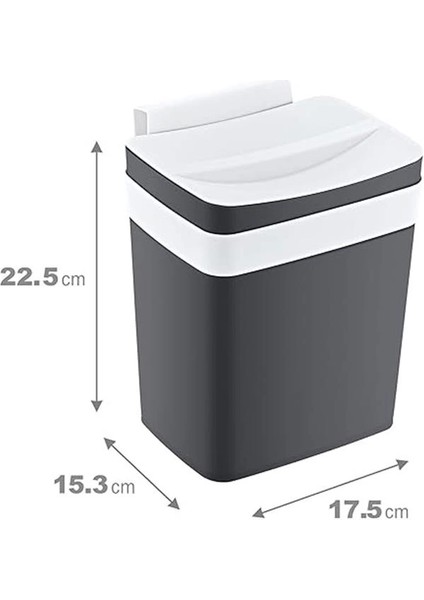 Soft Askılı Çöp Kutusu Antrasit 4 Lt - Antrasit, Çok Amaçlı Askılı Çöp Kutusu, Dolap indirimleri