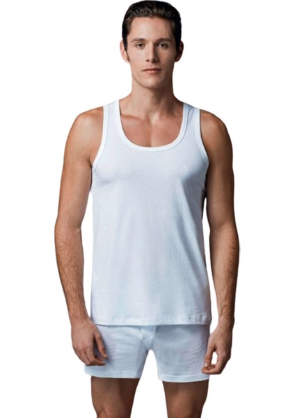 Erkek 2'li Beyaz Penye Askılı Atlet