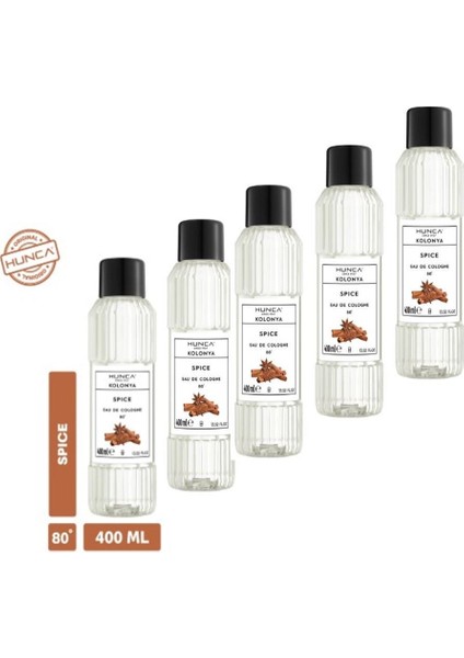 Tarçın Kolonyası 400 ml – Ferahlatıcı Baharatlı Koku, Kalıcı Etki 5 Adet