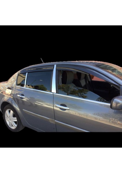 Renault Megane 2 Sedan Uyumlu Kapı Direği 4 Parça 2004-2010 Paslanmaz Krom