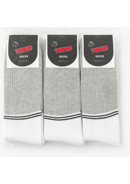 Erkek Spor Çorap 12’li Paket – Gri Beyaz, Rahat ve Dayanıklı