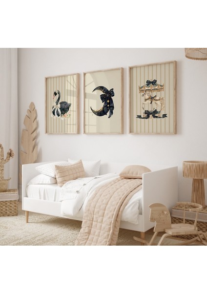 (Çerçevesiz) 3lü Poster Seti Çocuk Odası Siyah Kuğu Çerçevesiz Çocuk Odası Dekorasyon fiyatları