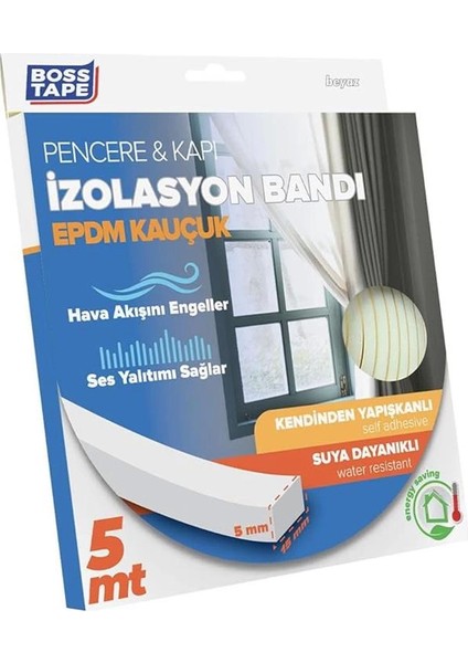 Epdm Kauçuk Pencere Kapı Izolasyon Bandı Beyaz 5MMX15MMX5MT fiyatları