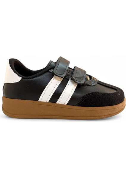 Unisex Rahat Tabanlı Hafif Esnek Ortopedik Cırtlı Günlük Çocuk Sneaker Spor Ayakkabı - Siyah-Beyaz fiyatları