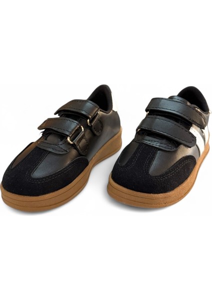 Unisex Rahat Tabanlı Hafif Esnek Ortopedik Cırtlı Günlük Çocuk Sneaker Spor Ayakkabı - Siyah-Beyaz modelleri