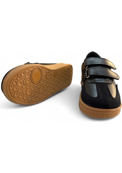 Unisex Rahat Tabanlı Hafif Esnek Ortopedik Cırtlı Günlük Çocuk Sneaker Spor Ayakkabı - Siyah-Beyaz fırsatları