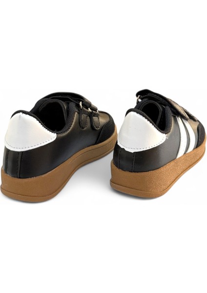 Unisex Rahat Tabanlı Hafif Esnek Ortopedik Cırtlı Günlük Çocuk Sneaker Spor Ayakkabı - Siyah-Beyaz indirimleri