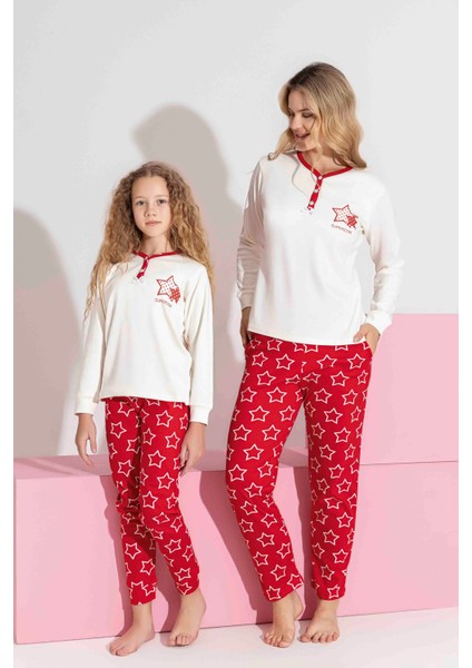 Anne-Kız Kombin Yapılabilir Uzun Kollu Interlok Aile Bağı Pijama TAKIMI-3198
