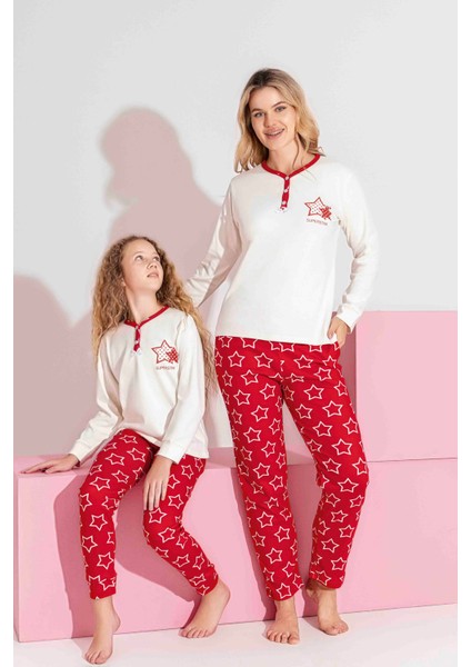Anne-Kız Kombin Yapılabilir Uzun Kollu Interlok Aile Bağı Pijama TAKIMI-3198 fiyatları