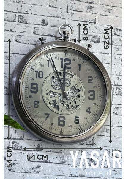 Chronovia Metal Çarklı Duvar Saati Gümüş 60 cm fiyatları