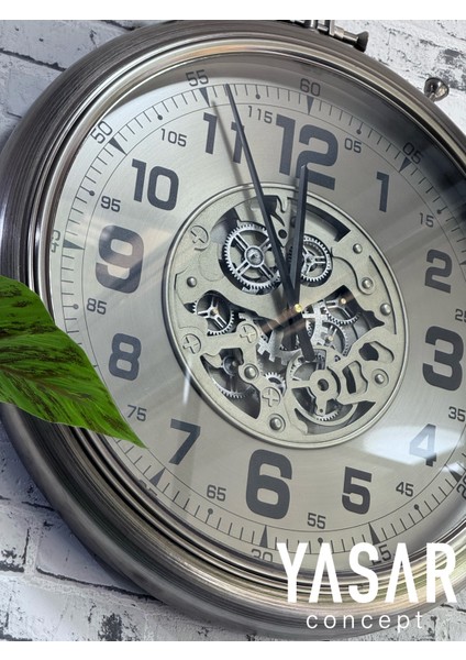 Chronovia Metal Çarklı Duvar Saati Gümüş 60 cm modelleri