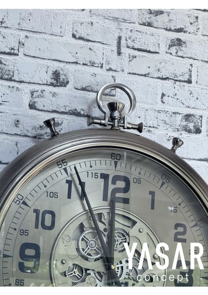 Chronovia Metal Çarklı Duvar Saati Gümüş 60 cm fırsatları
