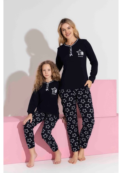 Anne-Kız Kombin Yapılabilir Uzun Kollu Interlok Aile Bağı Pijama TAKIMI-3198 fiyatları