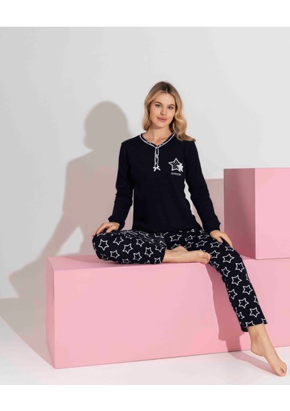 Anne-Kız Kombin Yapılabilir Uzun Kollu Interlok Aile Bağı Pijama TAKIMI-3198 modelleri