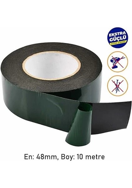 Çift Taraflı Köpük Bant Eva Montaj Bandı Siyah 48 mm x 10 Metre