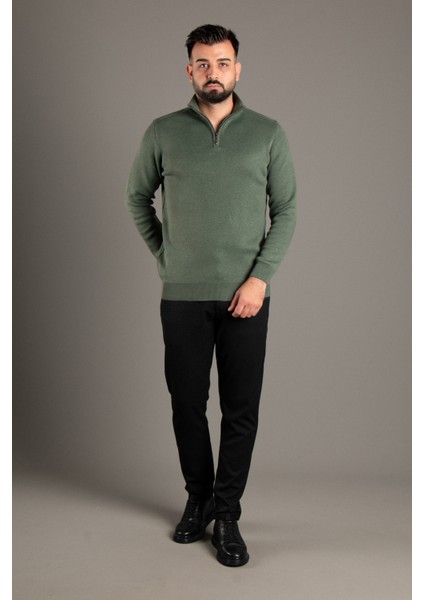 Erkek Haki Fermuarlı Dik Yaka Triko fiyatları